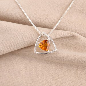 <b>Citrine</b> Gemstone <b>Pendant</b> Handmade 925 Sterling Silver Platinum Plated IGI Certified Necklace Natural Jewelry for Women Gift - Product Image 1