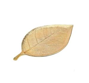 Stylish Design Metal <b>Leaf</b> Structured Serving Trays Gold Finishing Standard Size for Home and Wedding Food Serving and Decoration - Product Image 1