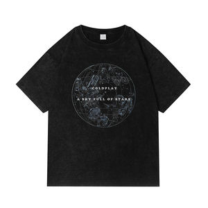 Camiseta personalizada Vintage con lavado ácido para hombre, estilo Hip Hop de gran tamaño, peso pesado, 100% algodón, secado rápido, desgastado para estampado de hojaldre - Product Image 4