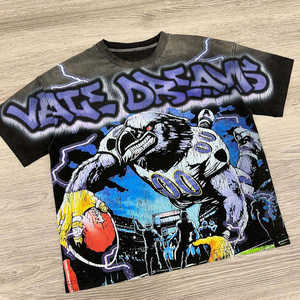 Camiseta de Hombre de Talla Americana, de Alta Calidad, Lavada al Ácido, 100% Algodón, Transpirable, Holgada, Ecológica, de Secado Rápido, de Manga Corta - Product Image 4