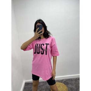 Camiseta de Cuello Redondo de Manga Corta para Mujer, 100% Algodón, Corte Regular, Color Rosa Suave, para Uso Diario, Marca Mybeefashion - Product Image 1