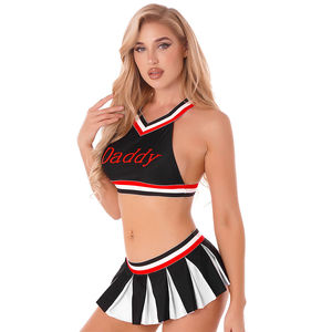 Soutien-gorge de sport élégant d'uniforme de représentation de danse d'étape faite sur mesure avec les uniformes confortables de pom-pom girl de jupe - Product Image 3