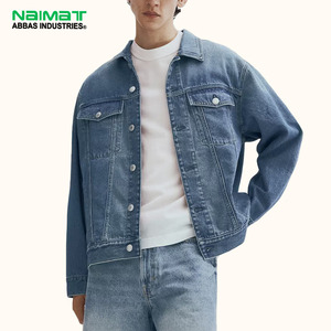 Veste en jean vintage bleu premium pour homme, coupe ample, décontractée, en coton, pour le printemps, l'automne et l'hiver, mode unie teinte - Product Image 1