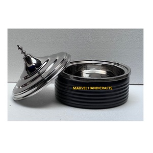 Black Wooden Serving Casserole with Stainless Steel Hotpot | Insulated Food Warmer Handcrafted <b>Dinnerware</b> Cookware <b>Set</b> <b>for</b> Home - Product Image 2