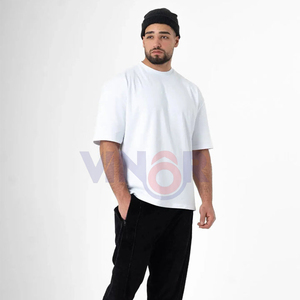 Camiseta lisa de 100% algodón de manga corta en blanco con cuello redondo y estampado de logotipo personalizado para hombre, ropa de talla grande más vendida, camiseta para hombre - Product Image 5