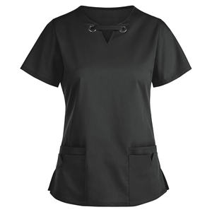Precio de fábrica Uniforme de mujer Cuello en V Elegante Top Enfermera Logotipo personalizado Tamaños Médico Hospital Clínica Laboratorio Venta al por mayor Conjuntos de fregado - Product Image 2
