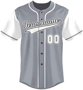 Nueva camiseta de béisbol Unisex, camisa gris con botones y nombre personalizado y número, uniforme deportivo de softbol, impresión por sublimación - Product Image 3