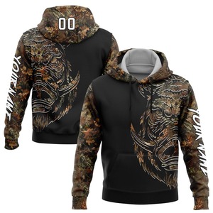 Vente en gros, livraison directe 3D, pull sportif de chasse au sanglier, sweat à capuche cousu personnalisé, camouflage blanc-noir, 100% coton, hiver - Product Image 1