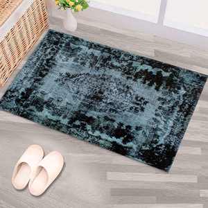 พรมเหรียญสีดำ: สไตล์ตุรกีชาติพันธุ์พรมกันลื่นพรมบางแบบไม่ทอ - Product Image 4