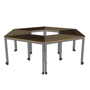 FOS 6-Piece Modern & Contemporary <b>Office</b> Furniture Trapezoidal Mobile <b>Table</b> Set with Iron Legs Plywood Frame-for Hotels-FOS009 - Product Image 2