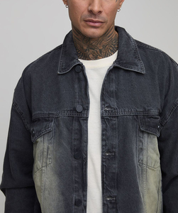 New Arrived 2026 100% Cotton Washed <b>Denim</b> <b>Jacket</b> <b>Men</b> Custom Embroidered Front Stand Hooded Winter Comfortable Hip Hop Regular - Product Image 4