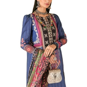 ชุดเดรสทางการ3ชิ้นปักลายลูกไม้แบบดั้งเดิมของปากีสถานสินค้ามาใหม่ - Product Image 1