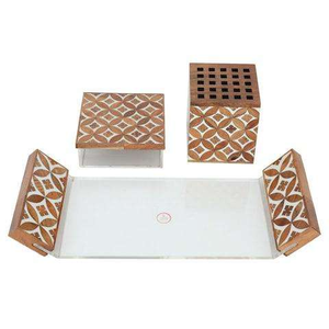 Vente en gros Incrustation en bois arabe Bakhoor Brûleur Set avec plateau en acrylique pour la décoration de parfum de maison et l'utilisation quotidienne de l'Inde - Product Image 5