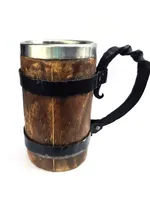 Nouvelle chope à bière médiévale faite à la main Design médiéval durable poignée en métal en bois chope à bière poignée en fonte Trankard à bas prix