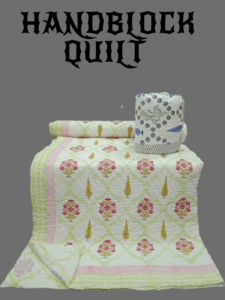 Hand <b>Wood</b> <b>Block</b> Printed Cotton Quilts Ideal for Resale by Home Textile and Home Furnishing Stores in Light Pastel Colours. - Product Image 3