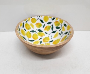 Hot Selling Wooden and Meena Work Kitchenware Bowl Good Quality Round Shape Solid Wood Tabletop <b>Dinnerware</b> Bowl Handmade - Product Image 2