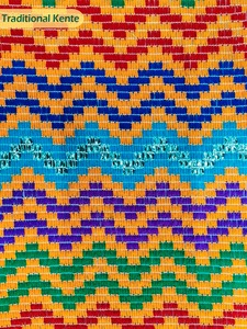 Tissu africain traditionnel pour les vêtements culturels et la conception de mode, largeur 51 pouces, authentique tissage jacquard Kente, 100% coton, 270 GSM - Product Image 4