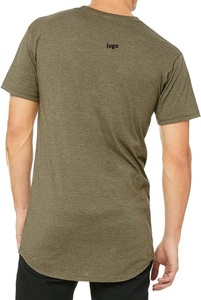 Camiseta de manga corta ajustada informal con personalidad a la moda para hombre, camiseta peinada 100% para hombre, cuerpo más largo de BD - Product Image 2