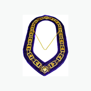 33 Degree Masonic Regalia 33RD Degree Scottish Rite Golden Chain Purple Velvet Back Chain <b>Collar</b> with Small Pendant Jewel - Product Image 3