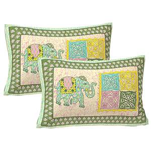 Drap de lit King Size en coton 100% vert 240 TC avec 2 taies d'oreiller, motifs ethniques, ensemble 3 pièces (ADB1478) - Product Image 3