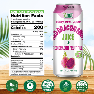 Boisson de jus de fruit dragon du Vietnam 490ml peut sans sucre-OEM ODM fabrication de boissons de marque privée échantillon gratuit HALAL ISO - Product Image 3