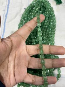 Cuentas Sueltas de Esmeralda Sintética de Forma Ovalada con Inclusiones, Cuarzo Cristal Verde Fresa, Cuentas Lisas para Joyería, 6x8mm - Product Image 4