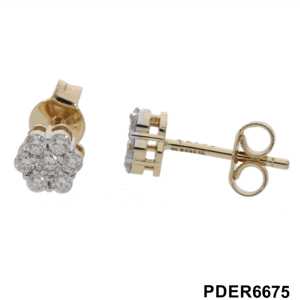 Clásicos Pendientes de Diamantes Circulares de Corte Brillante Natural, Chapados en Rodio y Oro Amarillo de 14 Quilates, Elegantes y Discretos, con Diamantes de Lujo para Mujer - Product Image 2