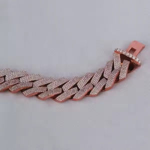 VVS Charity Diamond Cadena de eslabones cubanos Estilo HipHop Collar de hombre chapado en oro rosa Joyería fina Regalo de compromiso de boda - Product Image 1