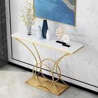 Table console moderne en or de luxe |   Meubles personnalisés pour hall d'hôtel et villa |   Table d'entrée en marbre blanc pour salon, vente en gros