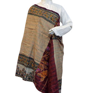 High Quality Cotton Kantha Embroidered Reversible <b>Silk</b> Stole Handcrafted Traditional Scarves <b>Shawls</b> Comfortable Style Wholesale - Product Image 5
