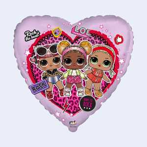Ballon en feuille d'aluminium Lol Surprise en forme de cœur, 45 cm, décoration de fête - Product Image 1