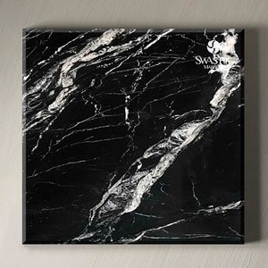 Diseño moderno Losa grande gris mar Negro 40x40 Pulido con venas y flores rojas Impermeable de alta resistencia para decoración de hoteles - Product Image 3