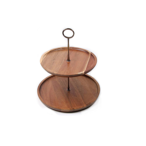 Présentoir à gâteaux en bois pour restaurant Décoration de présentation de collations et de pâtisseries Présentoir de décoration de gâteaux d'anniversaire à 2 niveaux - Product Image 2