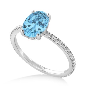 Ajuste de punta de Topacio Azul de corte ovalado y anillos de diamantes 0.86ct Topacio azul con diamante de corte redondo 2025 anillos de boda de moda para mujeres - Product Image 5