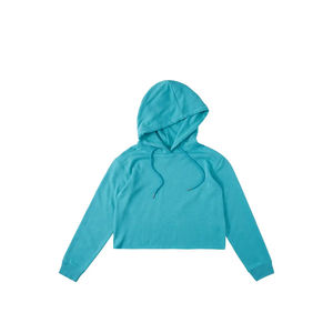 Sudadera corta con capucha de manga larga con logotipo estampado personalizado para mujer, Jersey al por mayor, Top para posición de logotipo frontal de invierno, 100% algodón - Product Image 4