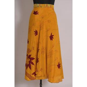 กระโปรงส่าหรีผ้าไหมอินเดียย้อนยุคทำด้วยมือของผู้หญิงโบฮีเมียนสองชั้น - Product Image 2