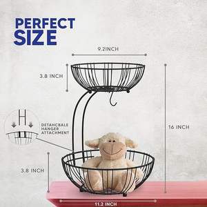 Cesta de fruta de hierro de granja de marca privada para decoración rústica del hogar que agrega calidez y carácter a los interiores de la cocina - Product Image 5