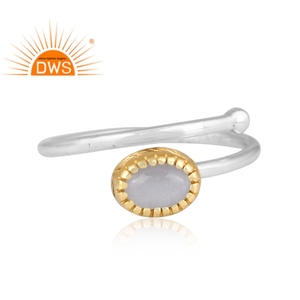 Anillo ajustable de piedra de luna gris Natural de plata de ley fina de Venta caliente, fabricante de joyería personalizada - Product Image 2