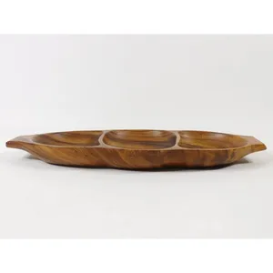 Top Quality Wooden Platter Dry Fruit Tableware Plate and Dish Handmade Bamboo Wood Kitchenware Food Plate and Tray