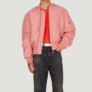 Blouson aviateur zippé de luxe pour homme, tissu de haute qualité, couleur unie violet, vêtement d'extérieur d'hiver avec col montant, blouson aviateur pour homme OEM - Product Image 5