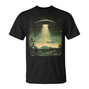 T-shirt UFO a tema astrobiologia con astronave aliena e disco volante per gli appassionati di UFO - Product Image 1