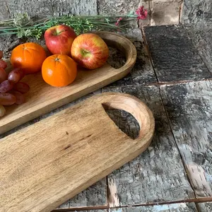 Plateau de service ovale en bois d'acacia fait à la main plateau de charcuterie fruits Snack Dessert affichage décor à la maison cuisine salle à manger - Product Image 5