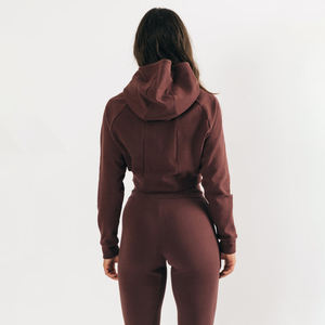 Nueva moda de alta calidad, ropa de calle, suéter liso personalizado, suéter corto, sudaderas con capucha de punto para mujer - Product Image 4