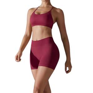 Custom Wholesale Womens Quick Dry Seamless Yoga Set High Waist Shorts & <b>Sports</b> <b>Bra</b> for Running, Fitness & Outdoor - Product Image 4