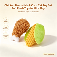 Ensemble de jouets pour chat sur le thème alimentaire, poulet et maïs en peluche avec herbe à chat, jouet interactif souple à mâcher pour chats d'intérieur et chatons
