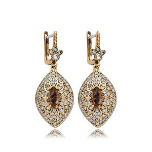 Sultanite CZ Marquise Authentique Ottoman Dangle Boucles D'oreilles Turc À La Main En Gros 925 Bijoux En Argent Sterling - Product Image 1