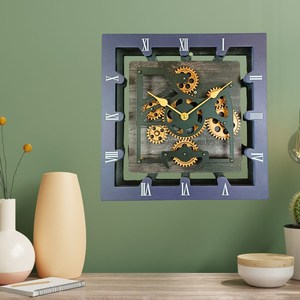 Horloge murale en bois sculpté à la main meilleur Design horloge murale rectangulaire Antique décoration de la maison horloge de pêche à la mode - Product Image 1