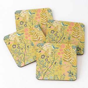 ที่รองแก้วไม้พิมพ์ลายสำหรับเสิร์ฟชา4ชิ้นทั้งชุดเครื่องครัวดีไซน์ใหม่ - Product Image 4