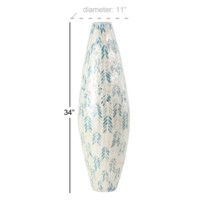 Vase en nacre blanche de luxe élégant avec accents bleus pour la maison pour le salon chambre confortable décor à la maison | Cadeau de Noël