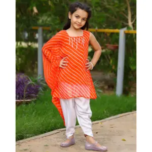 ชุดคาฟตันผ้าชีฟองสีส้มแบบด้านเดียวสำหรับผู้หญิง - Product Image 3